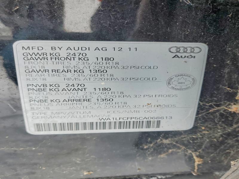 Продаж на аукціоні авто 2012 Audi Q5 Premium, vin: WA1LFCFP5CA068613, номер лоту: 74204495