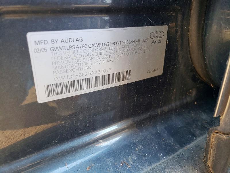 Aukcja sprzedaży 2005 Audi A4 2.0t Qu, vin: WAUDF68E25A481077, numer aukcji: 73295925