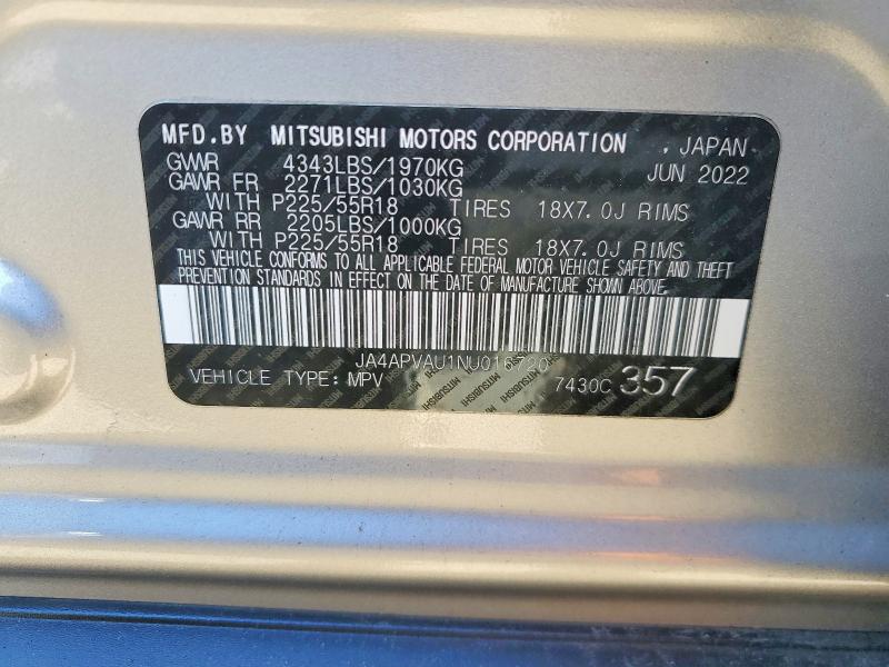 Aukcja sprzedaży 2022 Mitsubishi Outlander Sport, vin: JA4APVAU1NU016720, numer aukcji: 73244945