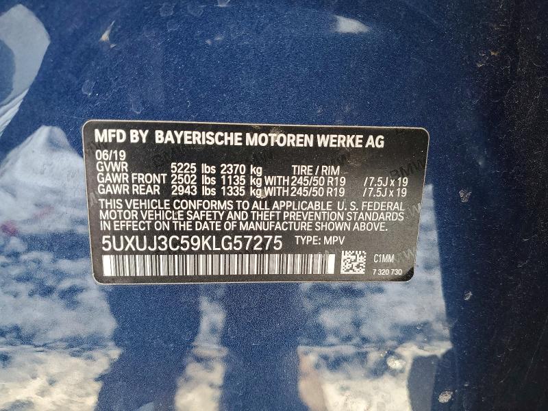 2019 Bmw X4 მანქანა იყიდება აუქციონზე, vin: 5UXUJ3C59KLG57275, აუქციონის ნომერი: 73512535