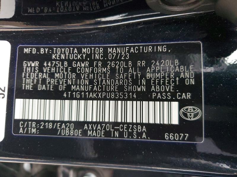 Продажа на аукционе авто 2023 Toyota Camry, vin: 4T1G11AKXPU835314, номер лота: 72644655