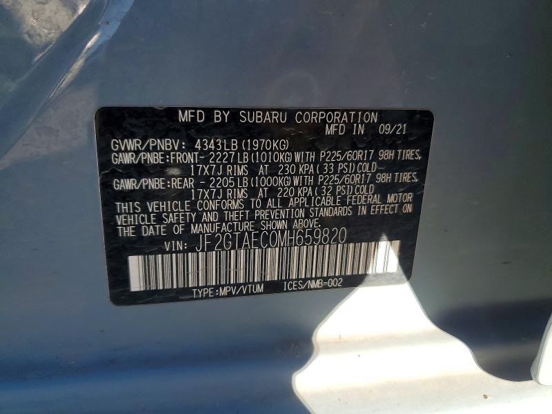 Продаж на аукціоні авто 2021 Subaru Crosstrek, vin: JF2GTAEC0MH659820, номер лоту: 97874515