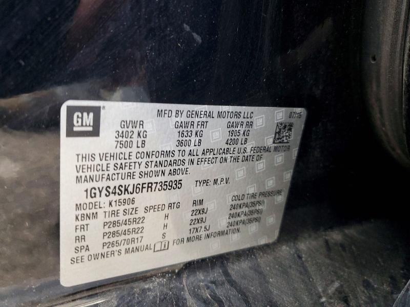 Продаж на аукціоні авто 2015 Cadillac Escalade, vin: 1GYS4SKJ6FR735935, номер лоту: 72609775
