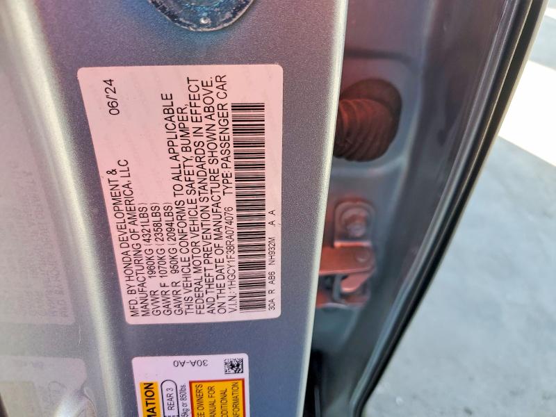 Aukcja sprzedaży 2024 Honda Accord Ex, vin: 1HGCY1F38RA074076, numer aukcji: 73797435