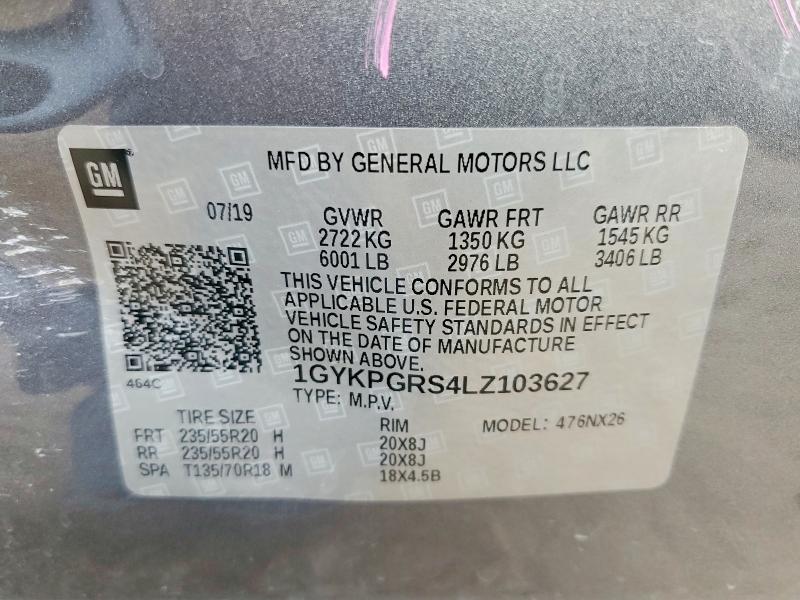 73279775 :رقم المزاد ، 1GYKPGRS4LZ103627 vin ، 2020 Cadillac Xt6 مزاد بيع