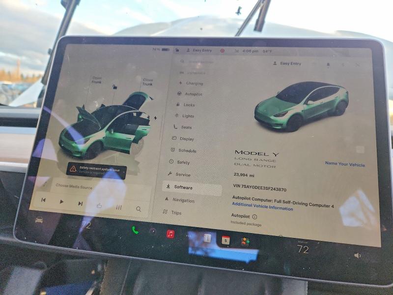 2025 Tesla Model Y მანქანა იყიდება აუქციონზე, vin: 7SAYGDEE3SF243870, აუქციონის ნომერი: 97577945