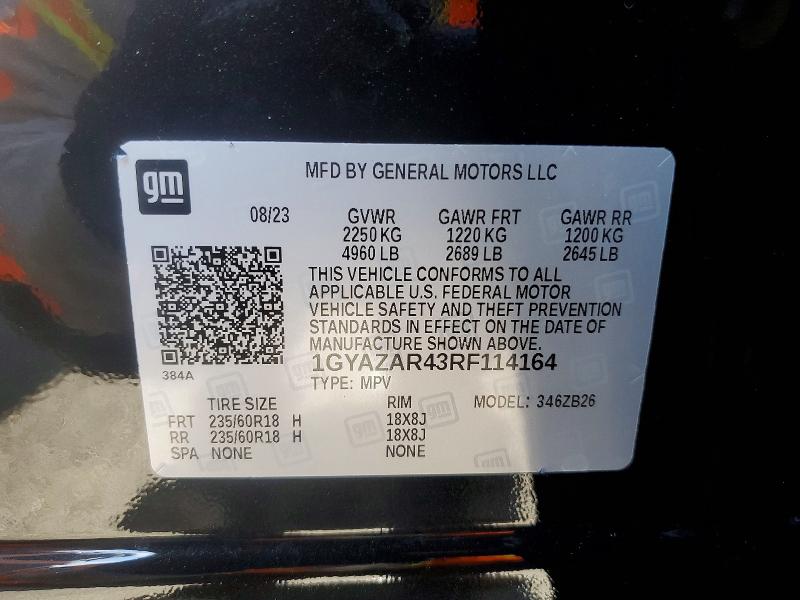 2024 Cadillac Xt4 Luxury მანქანა იყიდება აუქციონზე, vin: 1GYAZAR43RF114164, აუქციონის ნომერი: 73229715