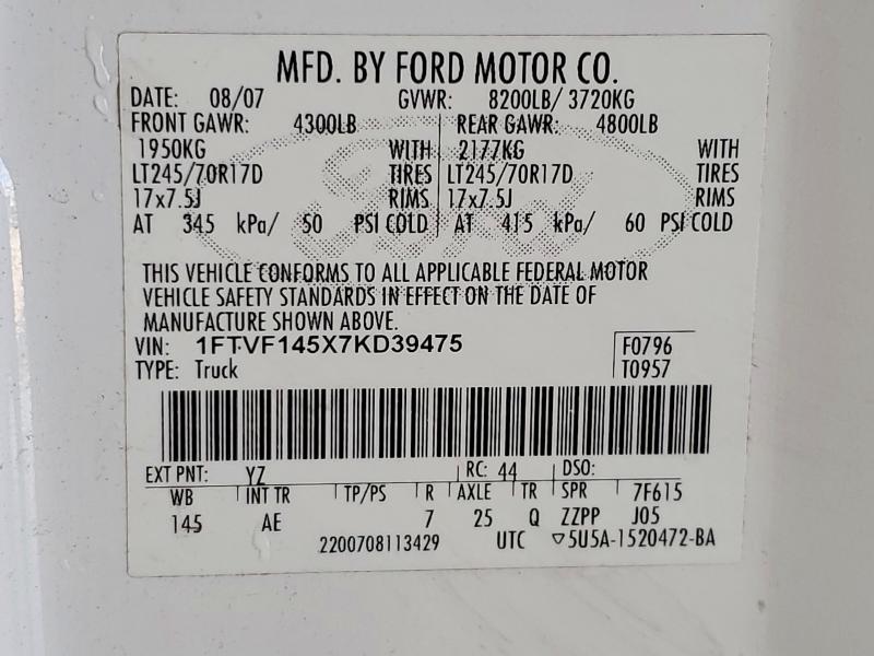 Aukcja sprzedaży 2007 Ford F150, vin: 1FTVF145X7KD39475, numer aukcji: 73464815