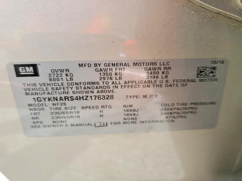 2017 Cadillac Xt5 მანქანა იყიდება აუქციონზე, vin: 1GYKNARS4HZ176328, აუქციონის ნომერი: 97678745