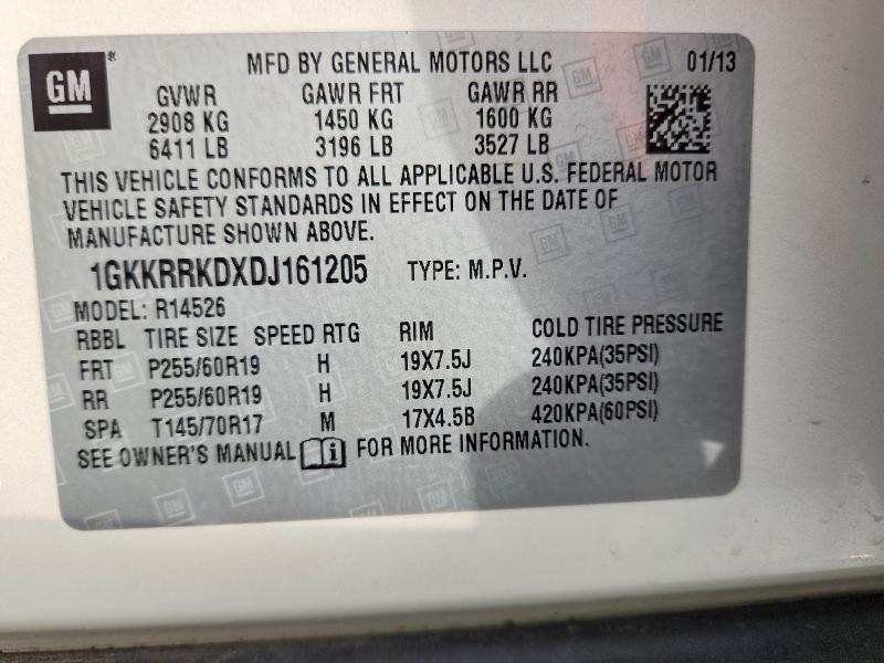 74088045 :رقم المزاد ، 1GKKRRKDXDJ161205 vin ، 2013 Gmc Acadia مزاد بيع