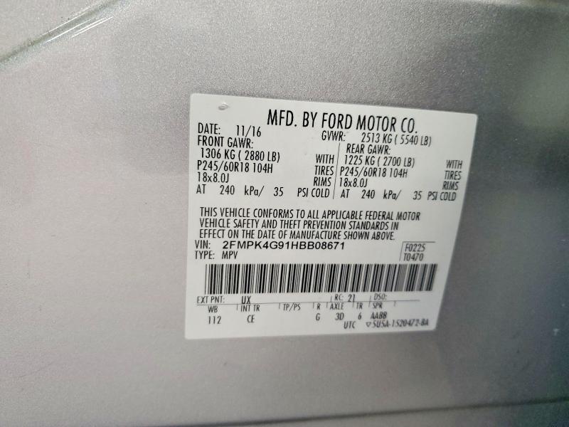 Продажа на аукционе авто 2017 Ford Edge, vin: 2FMPK4G91HBB08671, номер лота: 74730315