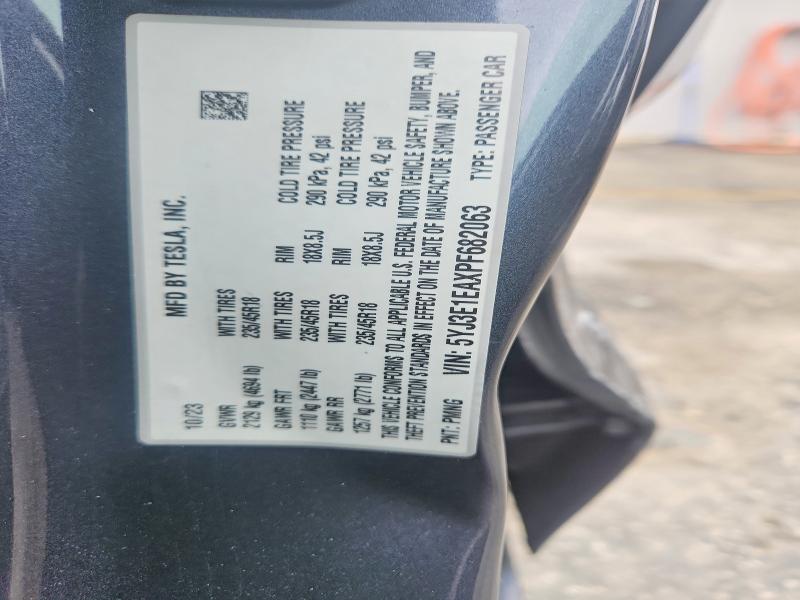 Aukcja sprzedaży 2023 Tesla Model 3, vin: 5YJ3E1EAXPF682063, numer aukcji: 72654625