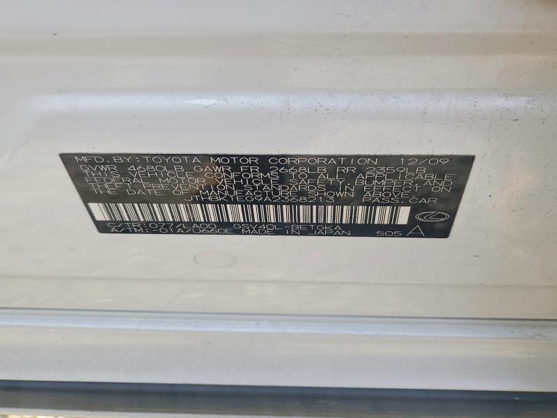 Auction sale of the 2010 Lexus Es, vin: JTHBK1EG9A2368213, lot number: 99259255