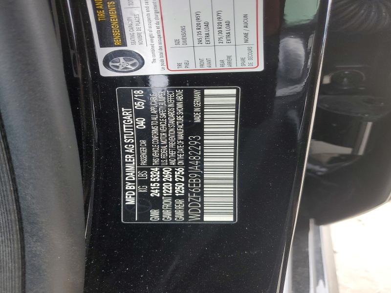 2018 Mercedes-benz E მანქანა იყიდება აუქციონზე, vin: WDDZF6EB9JA482293, აუქციონის ნომერი: 99014705
