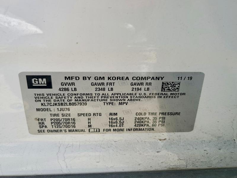 74647145 :رقم المزاد ، KL7CJKSB2LB057939 vin ، 2020 Chevrolet Trax مزاد بيع