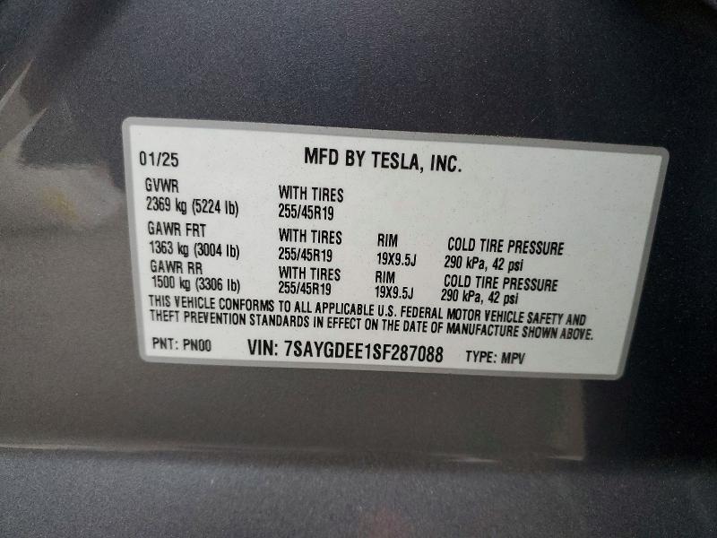 97732695 :رقم المزاد ، 7SAYGDEE1SF287088 vin ، 2025 Tesla Model Y مزاد بيع