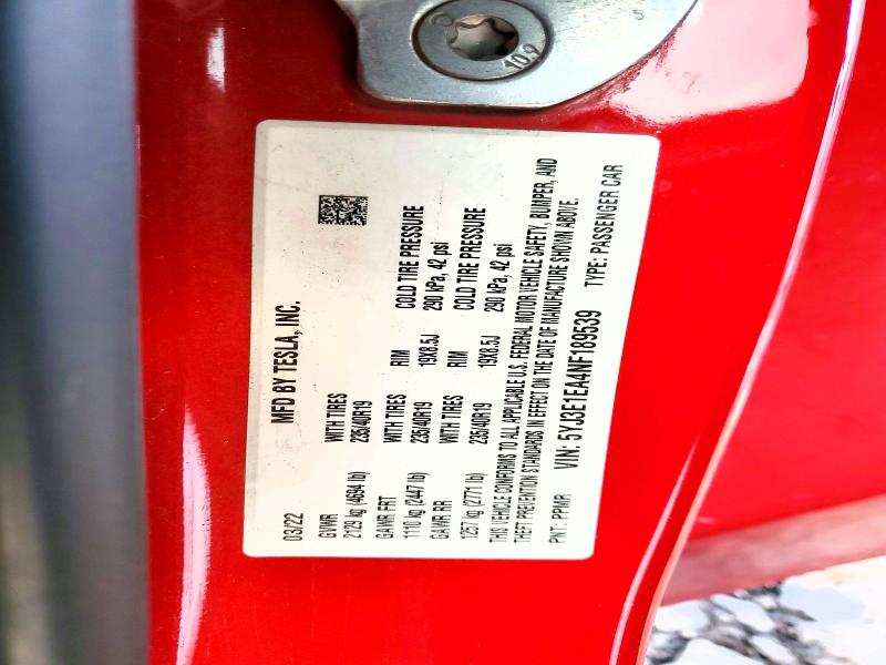 Продаж на аукціоні авто 2022 Tesla Model 3, vin: 5YJ3E1EA4NF189539, номер лоту: 73848125