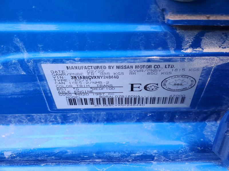 Продажа на аукционе авто 2022 Nissan Sentra, vin: 3N1AB8CVXNY248440, номер лота: 98422555
