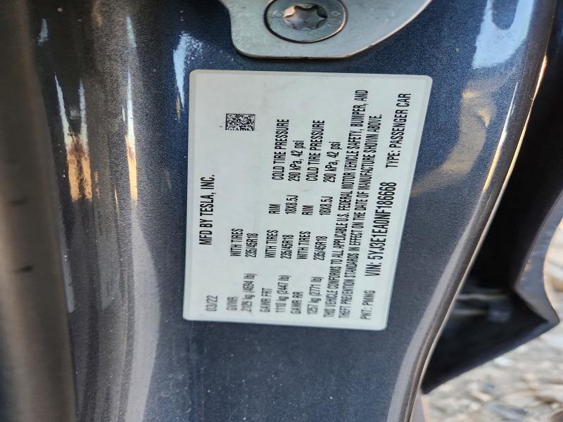 Продаж на аукціоні авто 2022 Tesla Model 3, vin: 5YJ3E1EA0NF186668, номер лоту: 73821735
