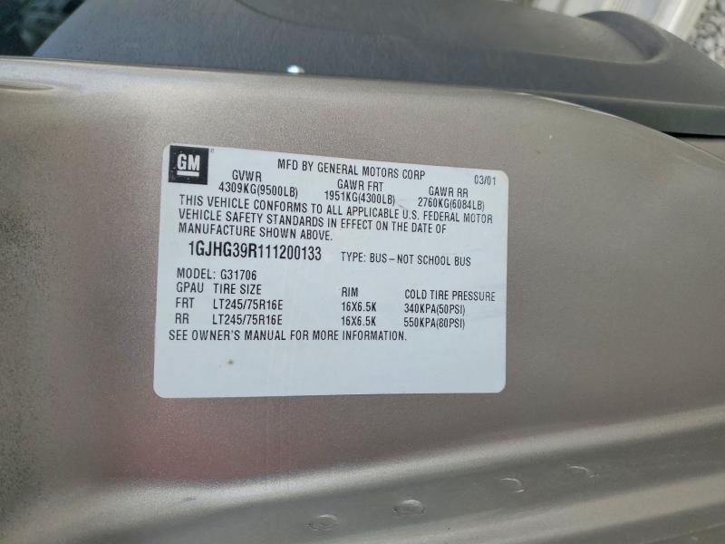 Aukcja sprzedaży 2001 Gmc Savana, vin: 1GJHG39R111200133, numer aukcji: 72188415