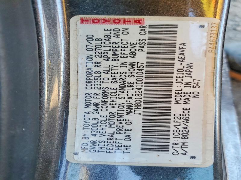 2001 Lexus Is მანქანა იყიდება აუქციონზე, vin: JTHBD182410010457, აუქციონის ნომერი: 73724995