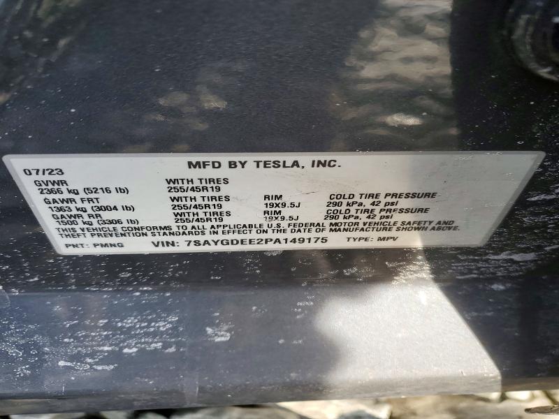 Продаж на аукціоні авто 2023 Tesla Model Y, vin: 7SAYGDEE2PA149175, номер лоту: 74056975