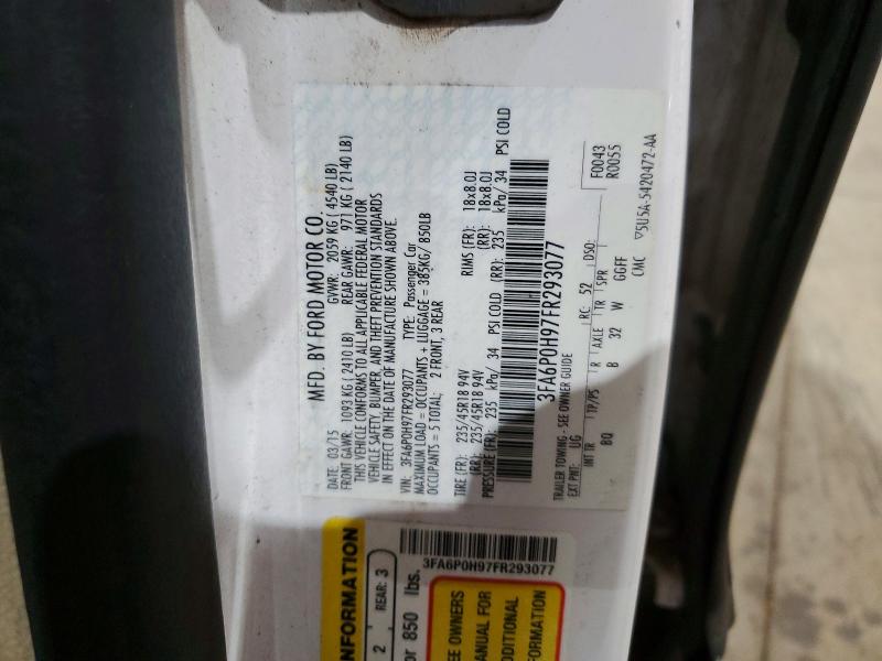 Aukcja sprzedaży 2015 Ford Fusion Se, vin: 3FA6P0H97FR293077, numer aukcji: 72570735
