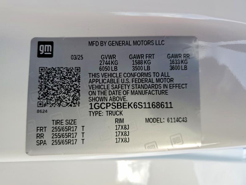 74388365 :رقم المزاد ، 1GCPSBEK6S1168611 vin ، 2025 Chevrolet Colorado مزاد بيع