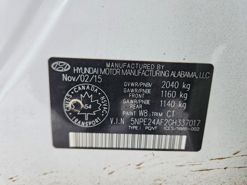 Продажа на аукционе авто 2016 Hyundai Sonata, vin: 5NPE24AF2GH337017, номер лота: 98847025