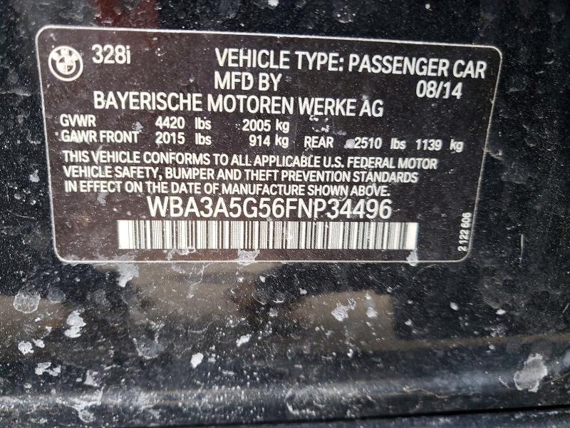 2015 Bmw 328 მანქანა იყიდება აუქციონზე, vin: WBA3A5G56FNP34496, აუქციონის ნომერი: 74334175
