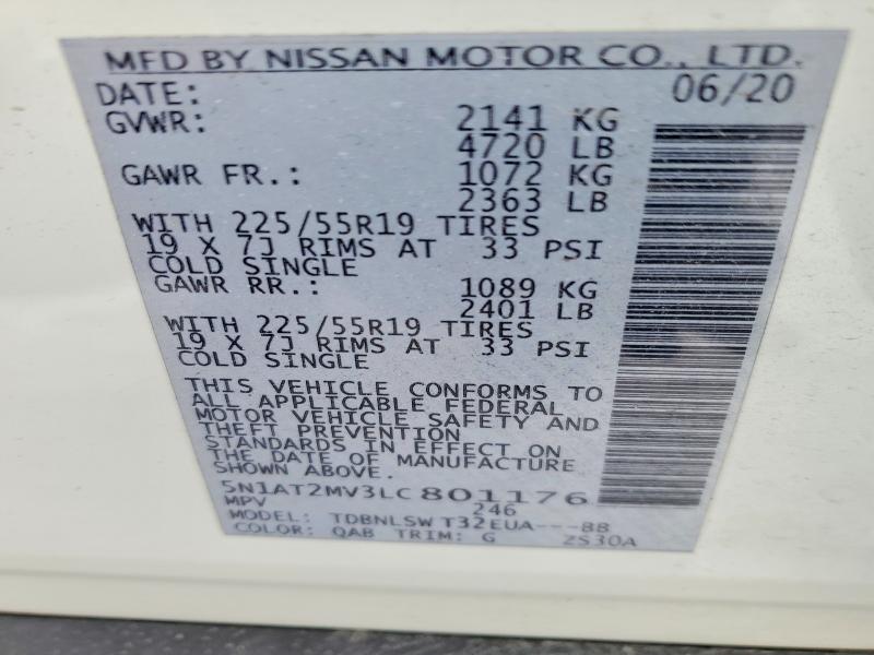 Продаж на аукціоні авто 2020 Nissan Rogue, vin: 5N1AT2MV3LC801176, номер лоту: 74756915