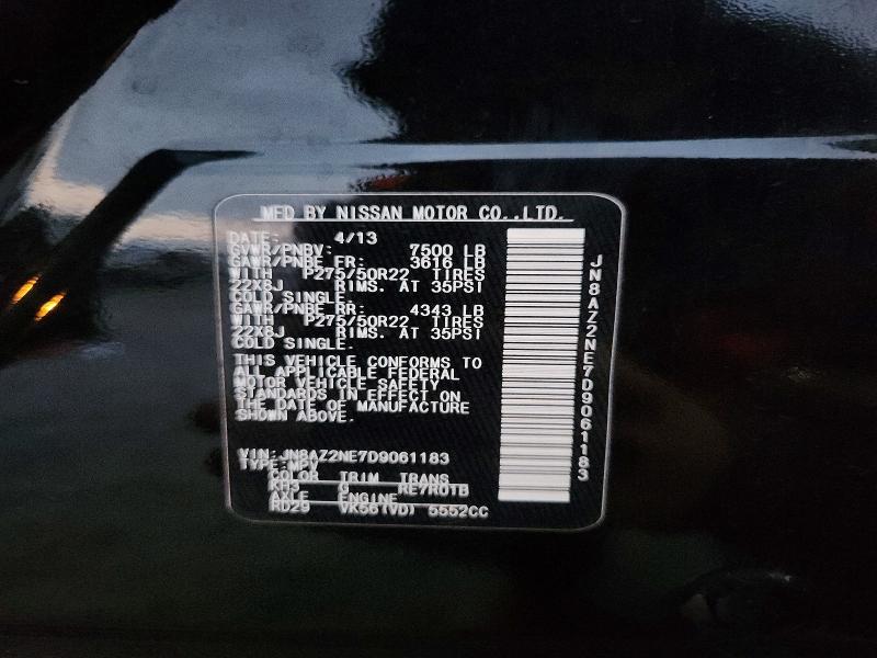 2013 Infiniti Qx56 მანქანა იყიდება აუქციონზე, vin: JN8AZ2NE7D9061183, აუქციონის ნომერი: 73289685