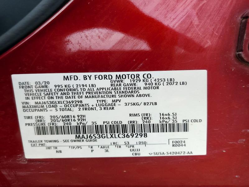 Aukcja sprzedaży 2020 Ford Ecosport, vin: MAJ6S3GLXLC369298, numer aukcji: 98937915
