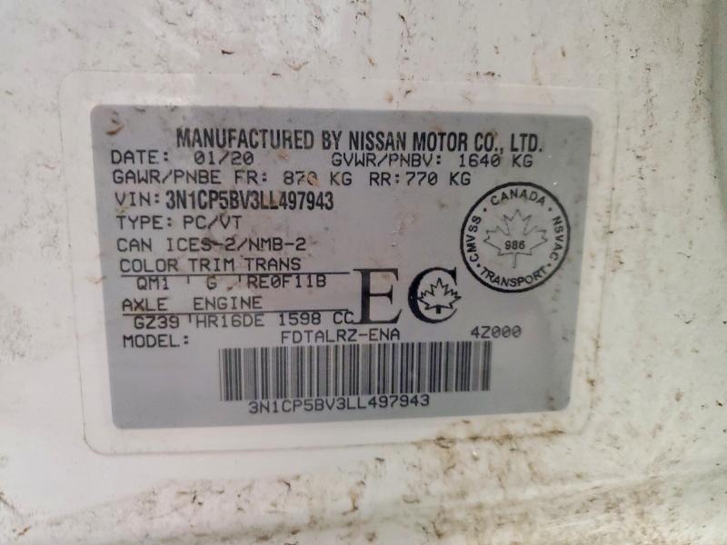 Aukcja sprzedaży 2020 Nissan Kicks, vin: 3N1CP5BV3LL497943, numer aukcji: 73795995