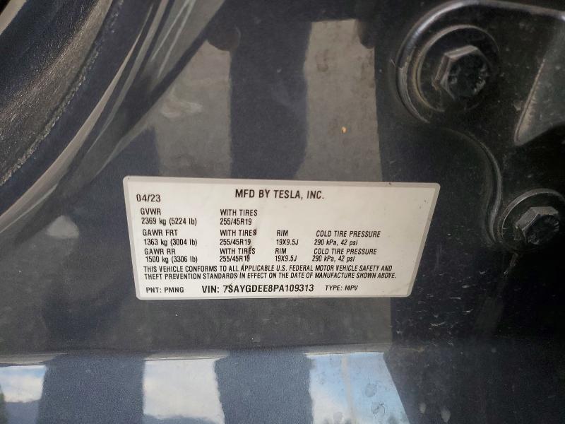 2023 Tesla Model Y მანქანა იყიდება აუქციონზე, vin: 7SAYGDEE8PA109313, აუქციონის ნომერი: 99576925