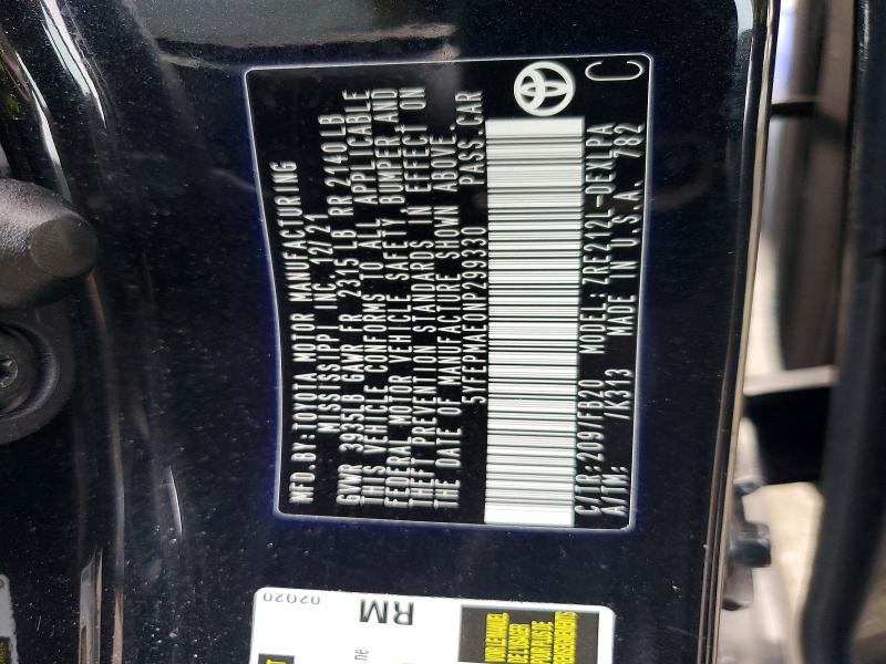 Aukcja sprzedaży 2022 Toyota Corolla, vin: 5YFEPMAE0NP299330, numer aukcji: 72525475
