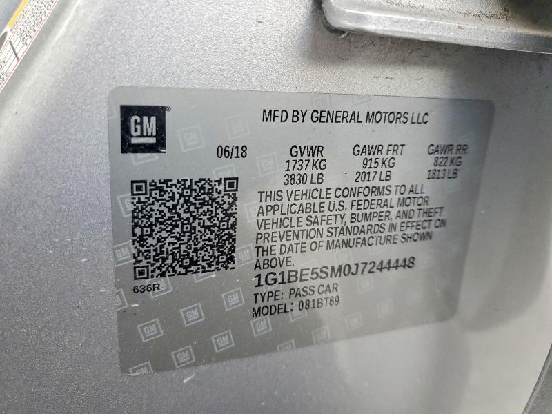 73627395 :رقم المزاد ، 1G1BE5SM0J7244448 vin ، 2018 Chevrolet Cruze مزاد بيع