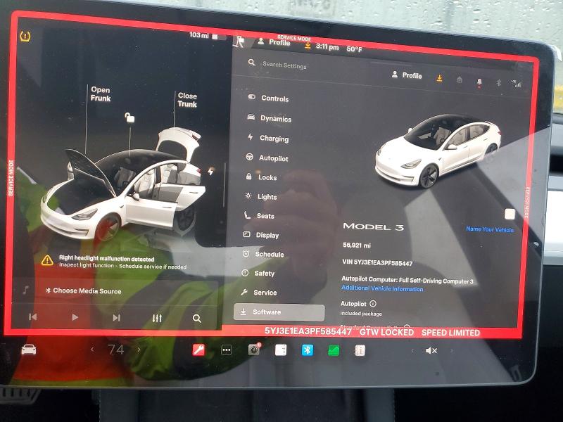Aukcja sprzedaży 2023 Tesla Model 3, vin: 5YJ3E1EA3PF585447, numer aukcji: 98997165