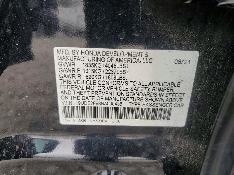 Aukcja sprzedaży 2022 Acura Ilx, vin: 19UDE2F88NA000438, numer aukcji: 99327465