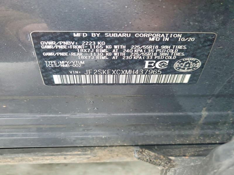 Продаж на аукціоні авто 2021 Subaru Forester, vin: JF2SKEXCXMH437965, номер лоту: 73944035