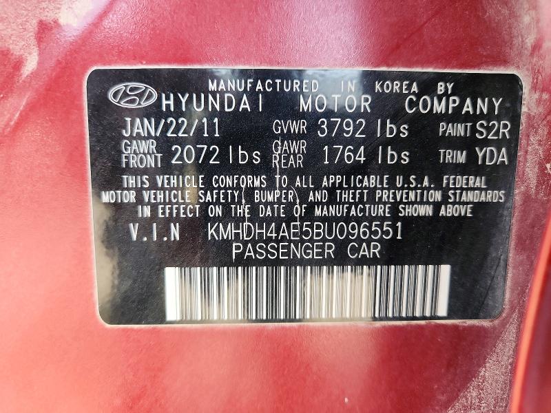 73458805 :رقم المزاد ، KMHDH4AE5BU096551 vin ، 2011 Hyundai Elantra مزاد بيع