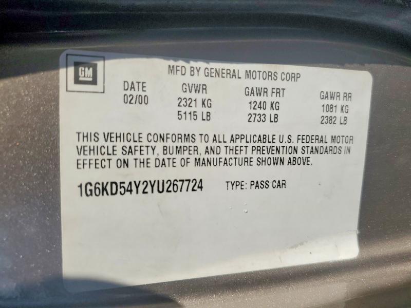 Aukcja sprzedaży 2000 Cadillac Deville, vin: 1G6KD54Y2YU267724, numer aukcji: 74151225