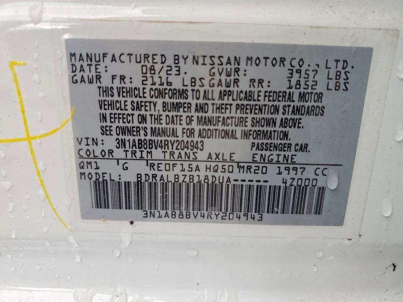 2024 Nissan Sentra S მანქანა იყიდება აუქციონზე, vin: 3N1AB8BV4RY204943, აუქციონის ნომერი: 72465155