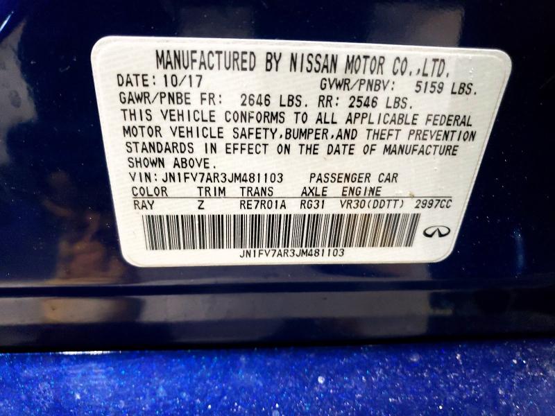 Aukcja sprzedaży 2018 Infiniti Q50, vin: JN1FV7AR3JM481103, numer aukcji: 73381435