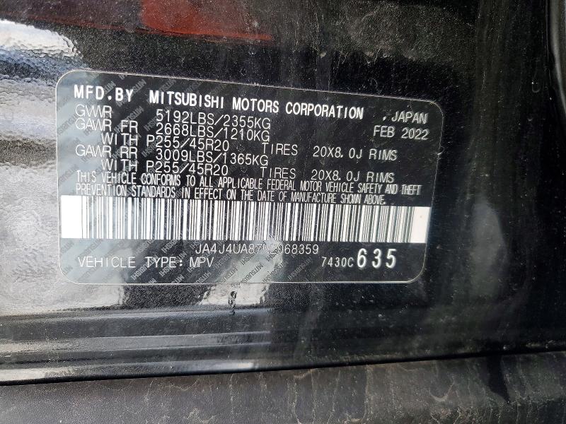 Продаж на аукціоні авто 2022 Mitsubishi Outlander, vin: JA4J4UA87NZ068359, номер лоту: 74278915