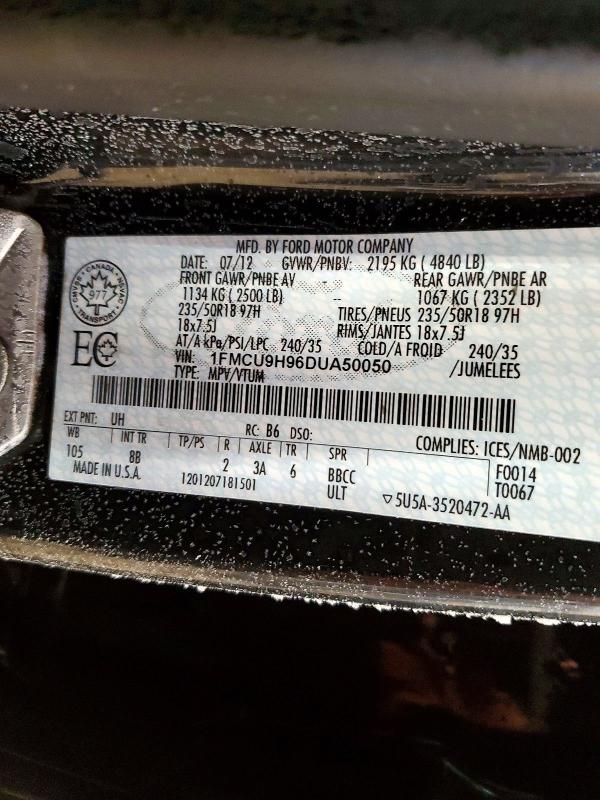 Aukcja sprzedaży 2013 Ford Escape, vin: 1FMCU9H96DUA50050, numer aukcji: 96463625
