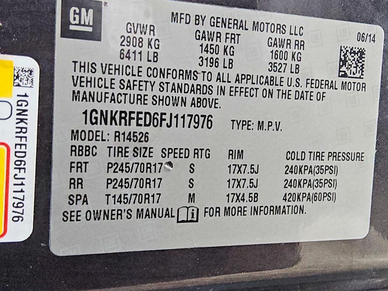 2015 Chevrolet Traverse L მანქანა იყიდება აუქციონზე, vin: 1GNKRFED6FJ117976, აუქციონის ნომერი: 98885665