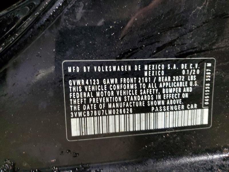 2020 Volkswagen Jetta მანქანა იყიდება აუქციონზე, vin: 3VWCB7BU7LM026626, აუქციონის ნომერი: 72756445