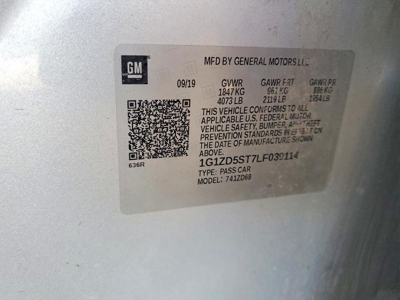 Продаж на аукціоні авто 2020 Chevrolet Malibu, vin: 1G1ZD5ST7LF039114, номер лоту: 72170765