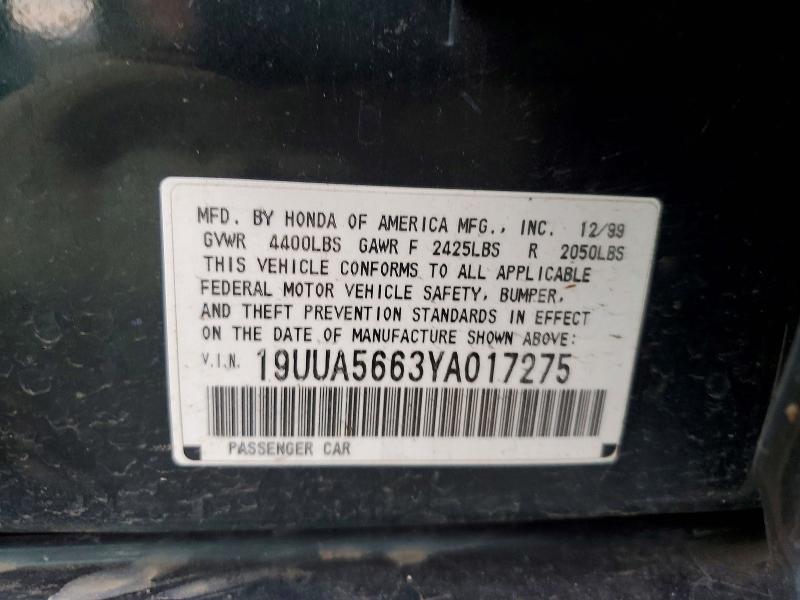 Продажа на аукционе авто 2000 Acura 3.2tl, vin: 19UUA5663YA017275, номер лота: 98915755